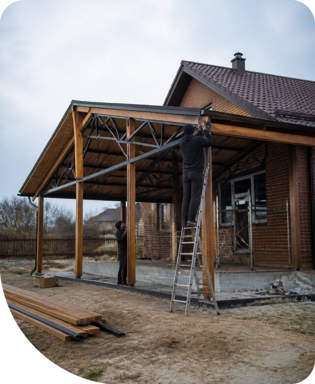 Пристройка навеса к дому и участку в Сибае под ключ